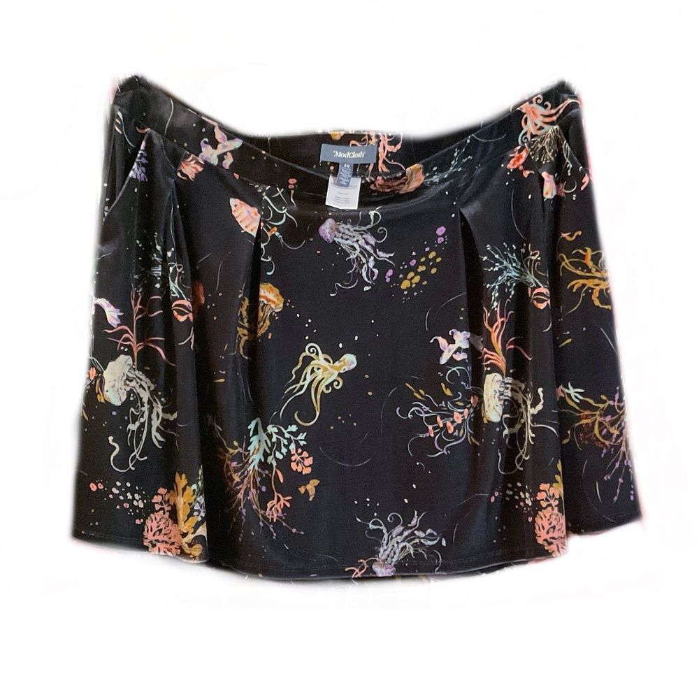 ModCloth stretch velvet velour mini flare skirt plus size 3X jellyfish ocean